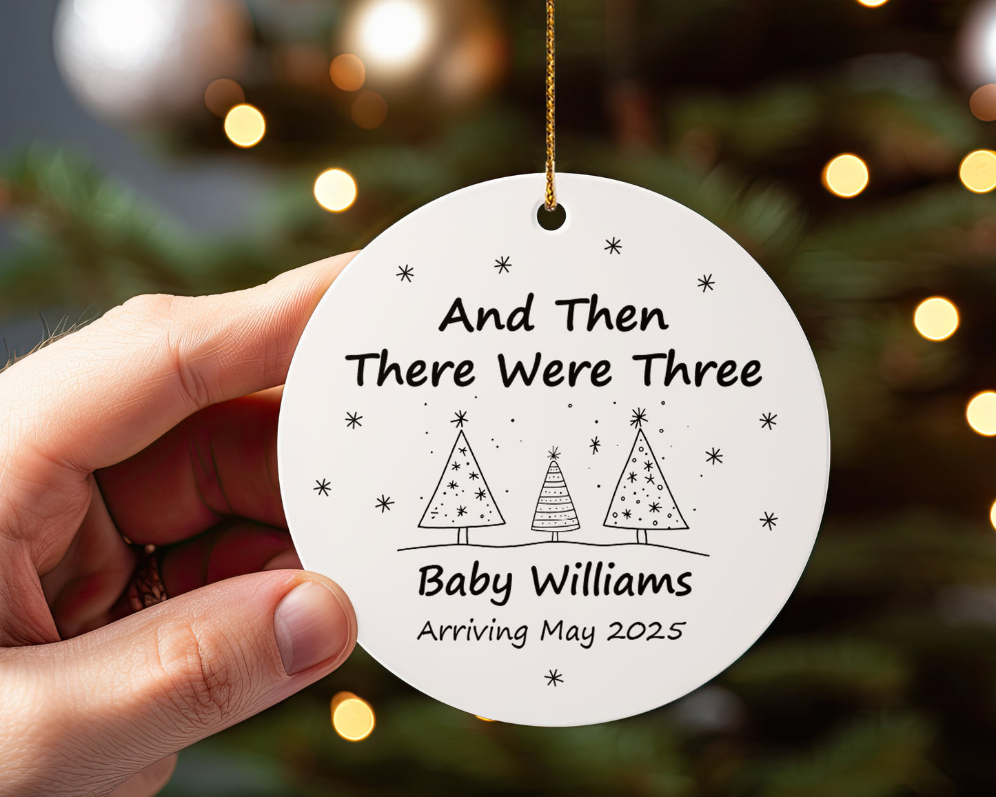 And then there were three 1 - Personalized Ceramic Circle Ornament