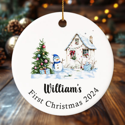 Baby's First Christmas 2 - Personalized Ceramic Circle Ornament