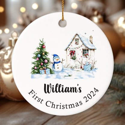 Baby's First Christmas 2 - Personalized Ceramic Circle Ornament