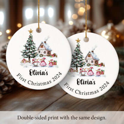 Baby's First Christmas 1 - Personalized Ceramic Circle Ornament