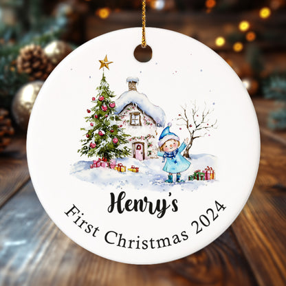 Baby's First Christmas 5 - Personalized Ceramic Circle Ornament