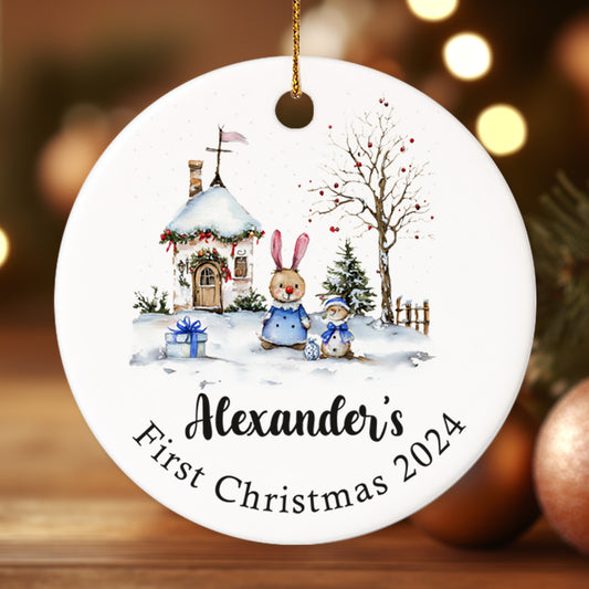 Baby's First Christmas 6 - Personalized Ceramic Circle Ornament