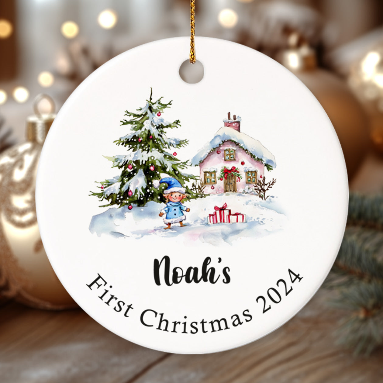 Baby's First Christmas 8 - Personalized Ceramic Circle Ornament