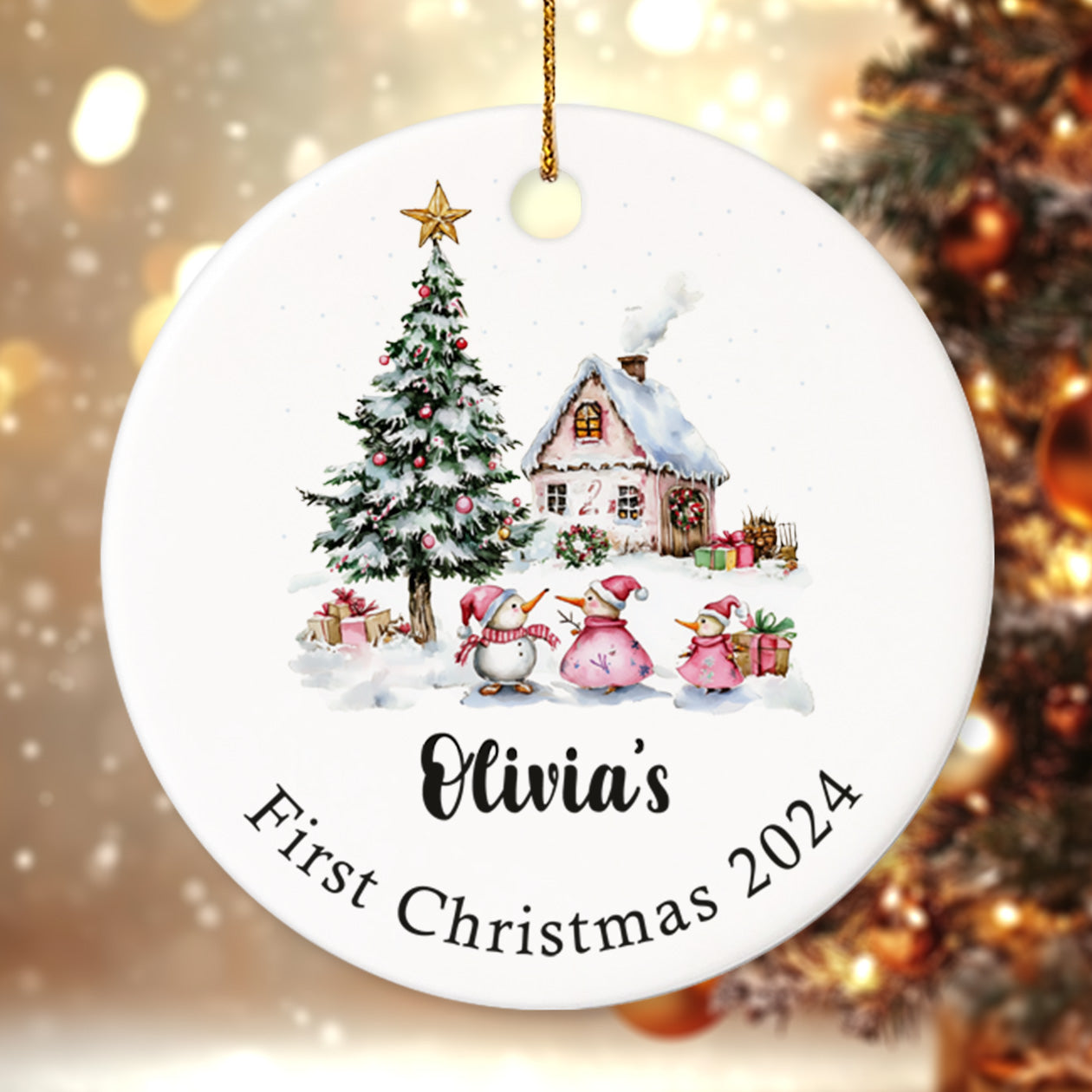 Baby's First Christmas 1 - Personalized Ceramic Circle Ornament