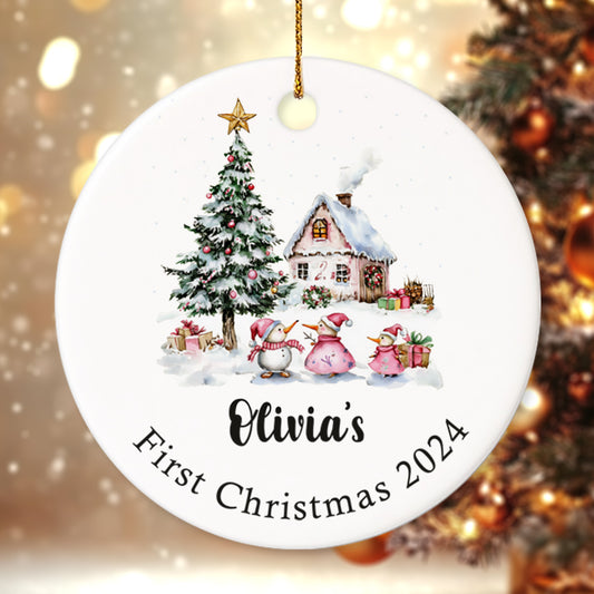 Baby's First Christmas 1 - Personalized Ceramic Circle Ornament