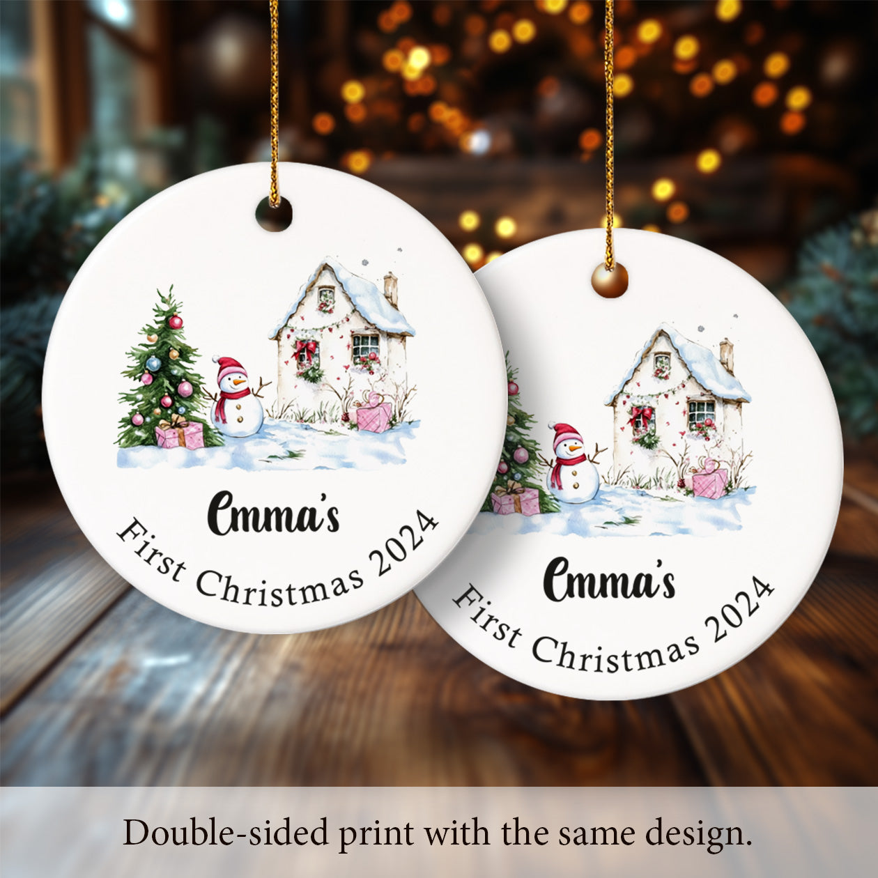 Baby's First Christmas 2 - Personalized Ceramic Circle Ornament