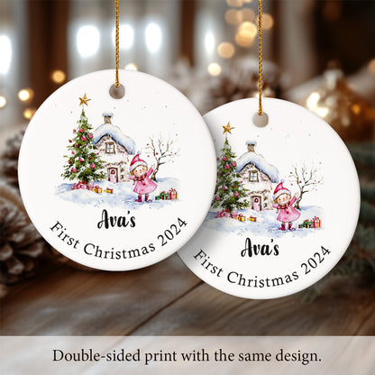 Baby's First Christmas 5 - Personalized Ceramic Circle Ornament