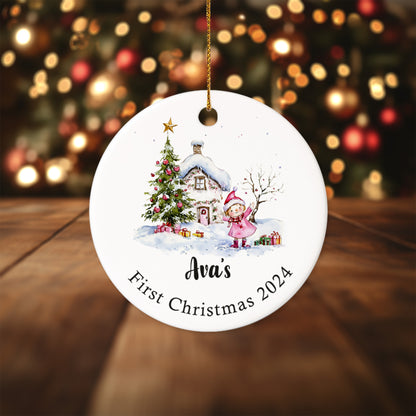 Baby's First Christmas 5 - Personalized Ceramic Circle Ornament