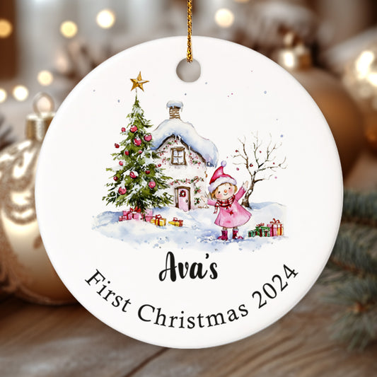 Baby's First Christmas 5 - Personalized Ceramic Circle Ornament