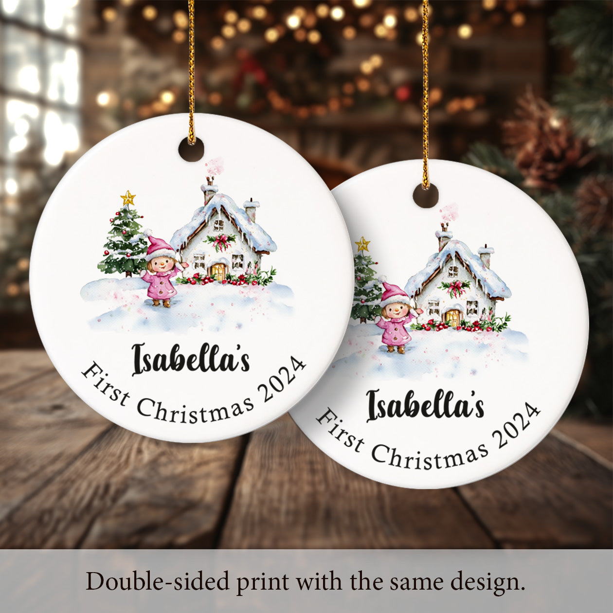 Baby's First Christmas 7 - Personalized Ceramic Circle Ornament