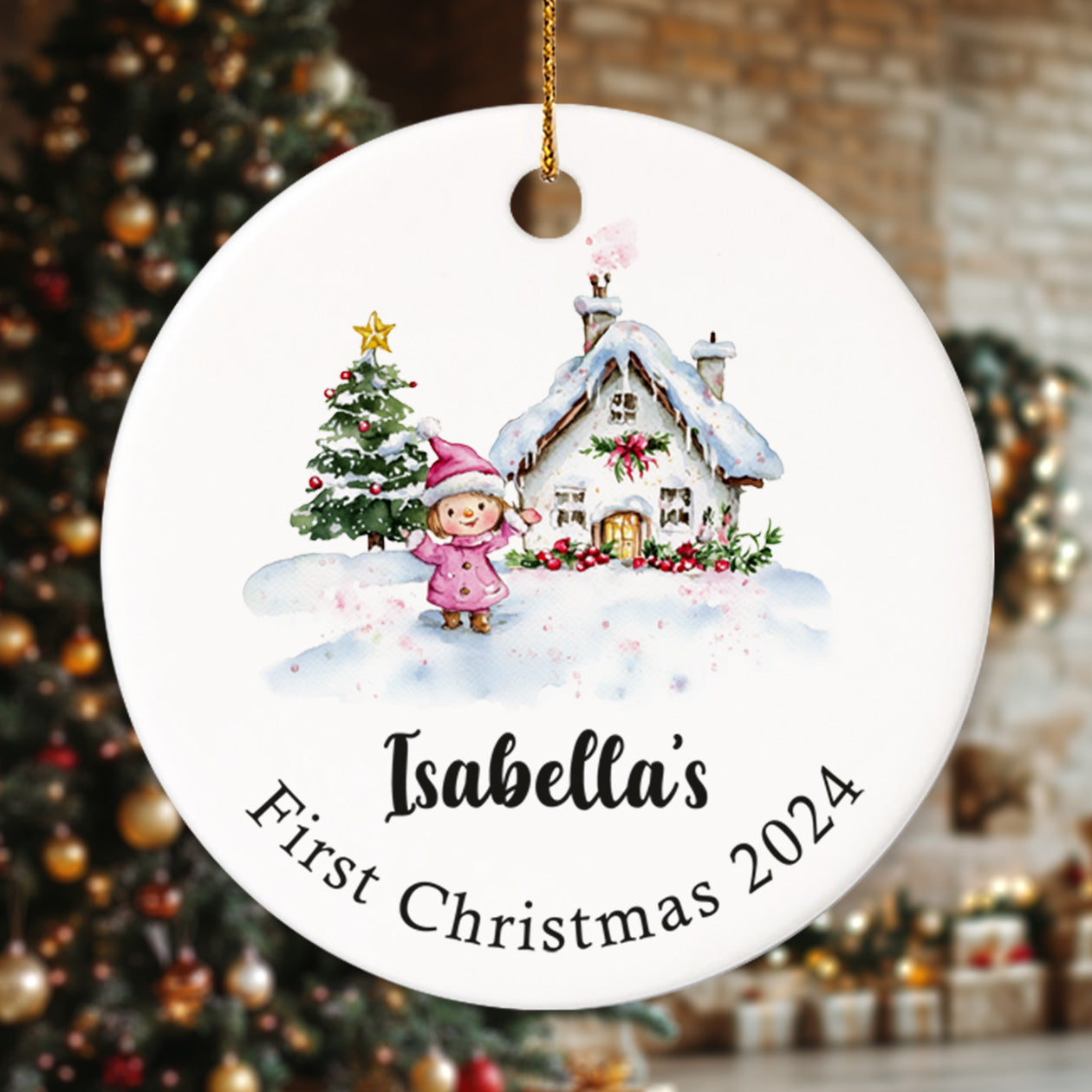 Baby's First Christmas 7 - Personalized Ceramic Circle Ornament