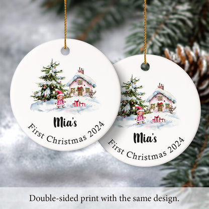 Baby's First Christmas 8 - Personalized Ceramic Circle Ornament