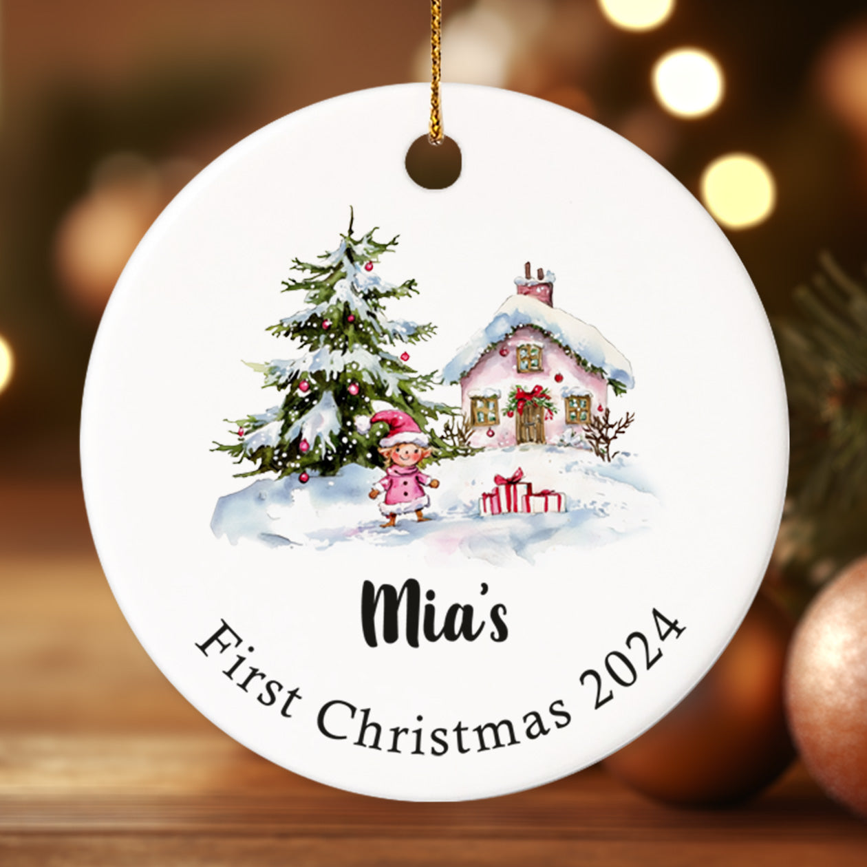 Baby's First Christmas 8 - Personalized Ceramic Circle Ornament