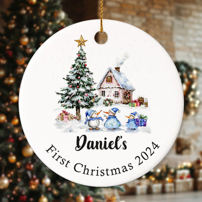 Baby's First Christmas 1 - Personalized Ceramic Circle Ornament