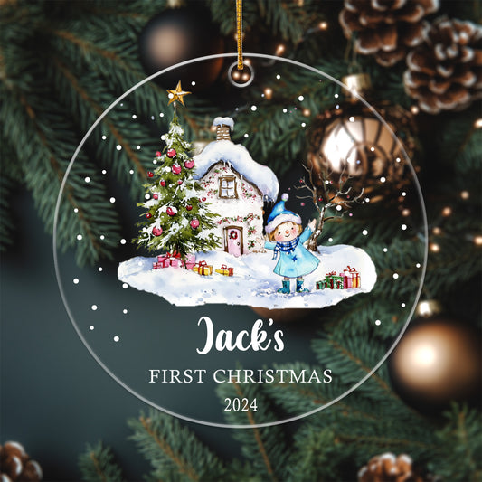 Baby's First Christmas 5 - Personalized Circle Acrylic Ornament