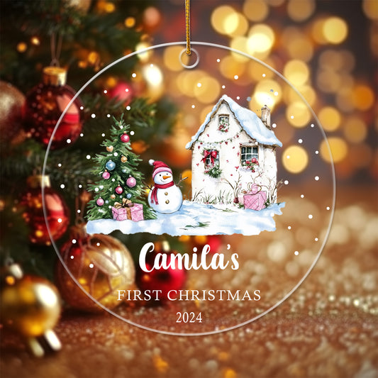 Baby's First Christmas 2 - Personalized Circle Acrylic Ornament