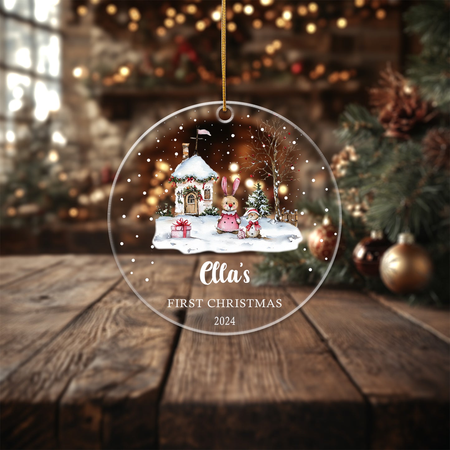 Baby's First Christmas 6 - Personalized Circle Acrylic Ornament