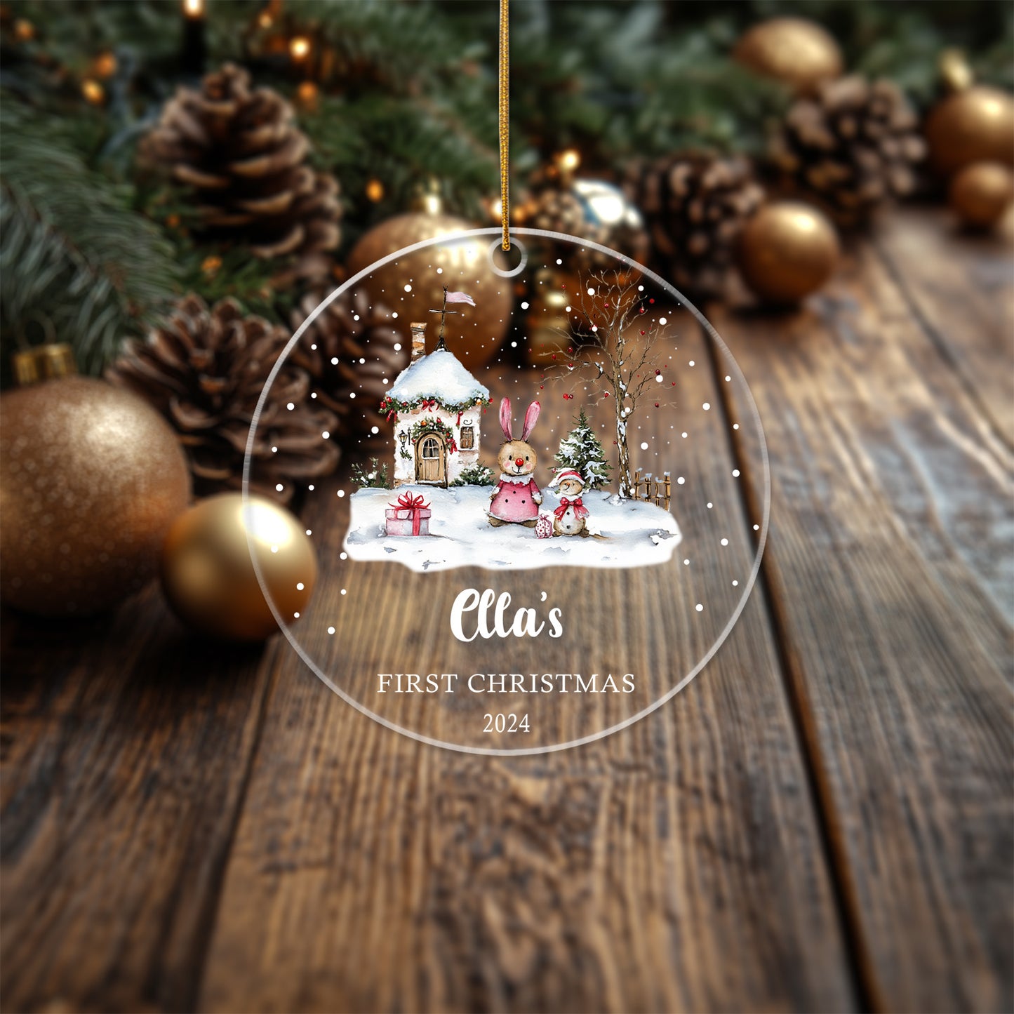 Baby's First Christmas 6 - Personalized Circle Acrylic Ornament