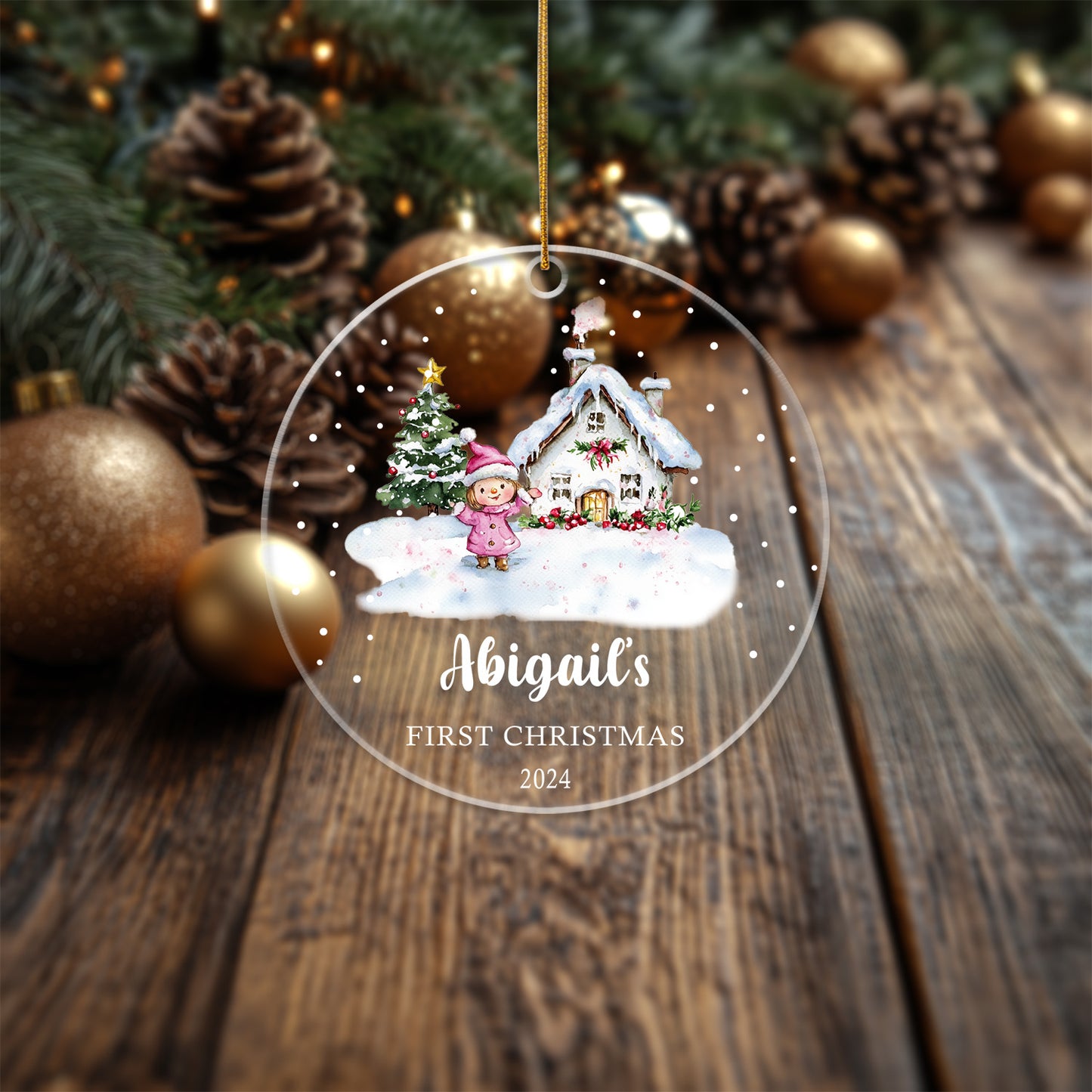 Baby's First Christmas 7 - Personalized Circle Acrylic Ornament