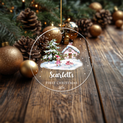 Baby's First Christmas 8 - Personalized Circle Acrylic Ornament