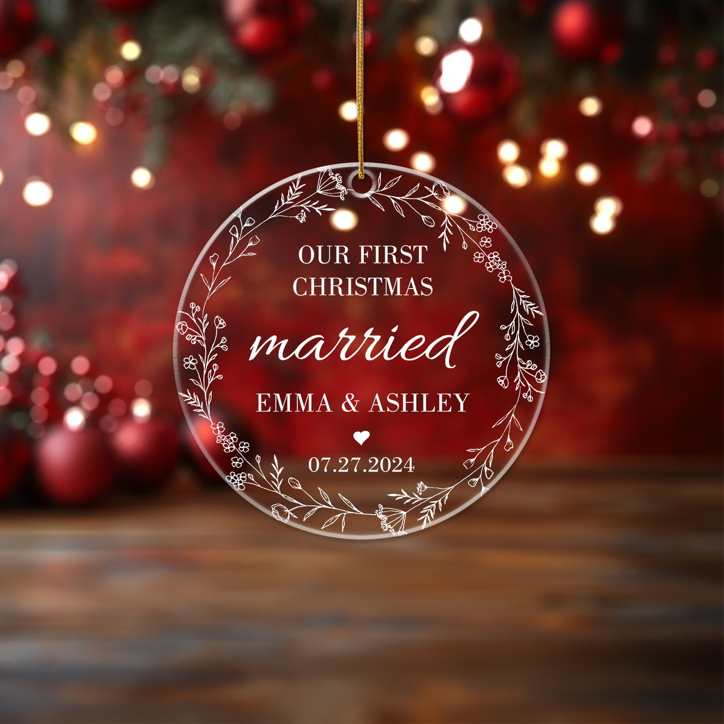 Our First Christmas Married 1 - Personalized Circle Acrylic Ornament