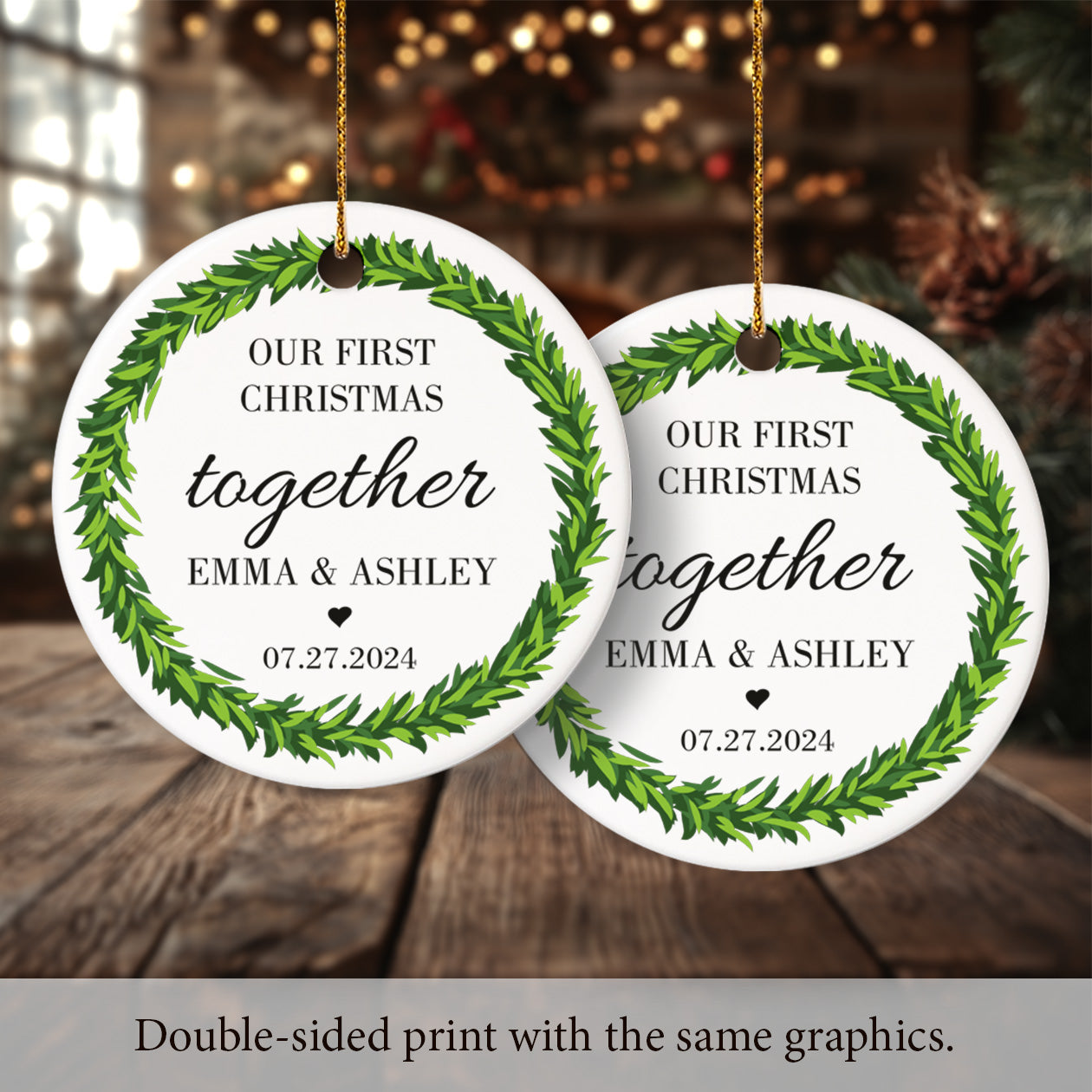 Our First Christmas Together 5 - Personalized Circle Ornament