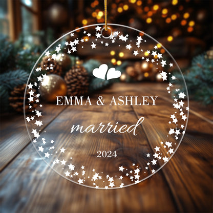 Our First Christmas Married 2 - Personalized Circle Acrylic Ornament