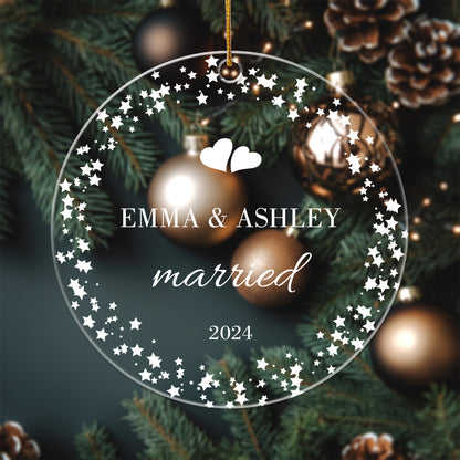 Our First Christmas Married 2 - Personalized Circle Acrylic Ornament