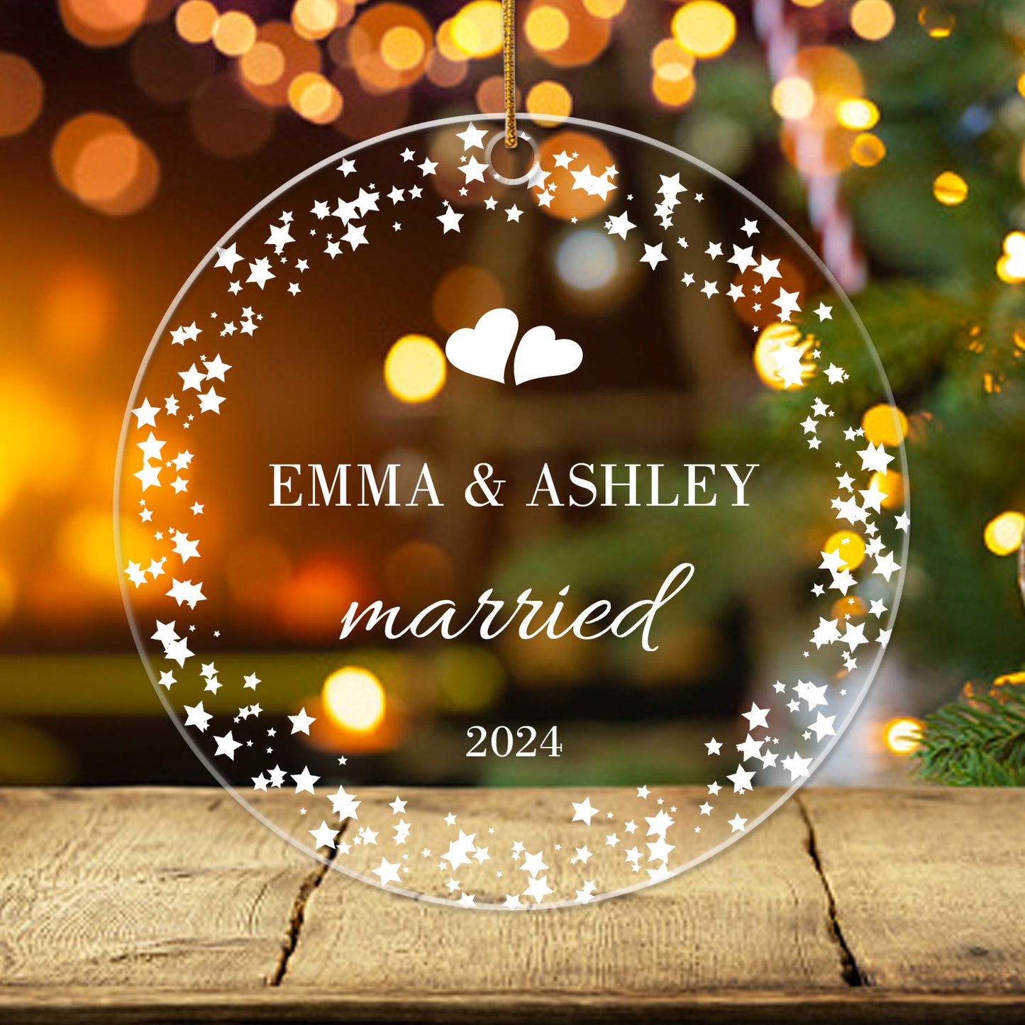 Our First Christmas Married 2 - Personalized Circle Acrylic Ornament