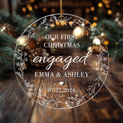 Our First Christmas Engaged 1 - Personalized Circle Acrylic Ornament