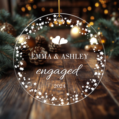 Our First Christmas Engaged 2 - Personalized Circle Acrylic Ornament