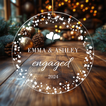 Our First Christmas Engaged 2 - Personalized Circle Acrylic Ornament