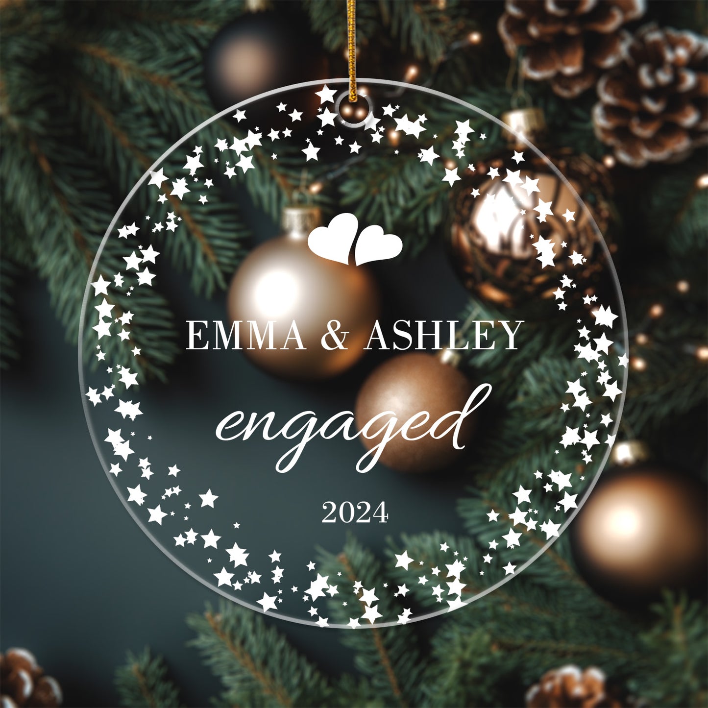 Our First Christmas Engaged 2 - Personalized Circle Acrylic Ornament