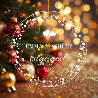 Our First Christmas Engaged 2 - Personalized Circle Acrylic Ornament