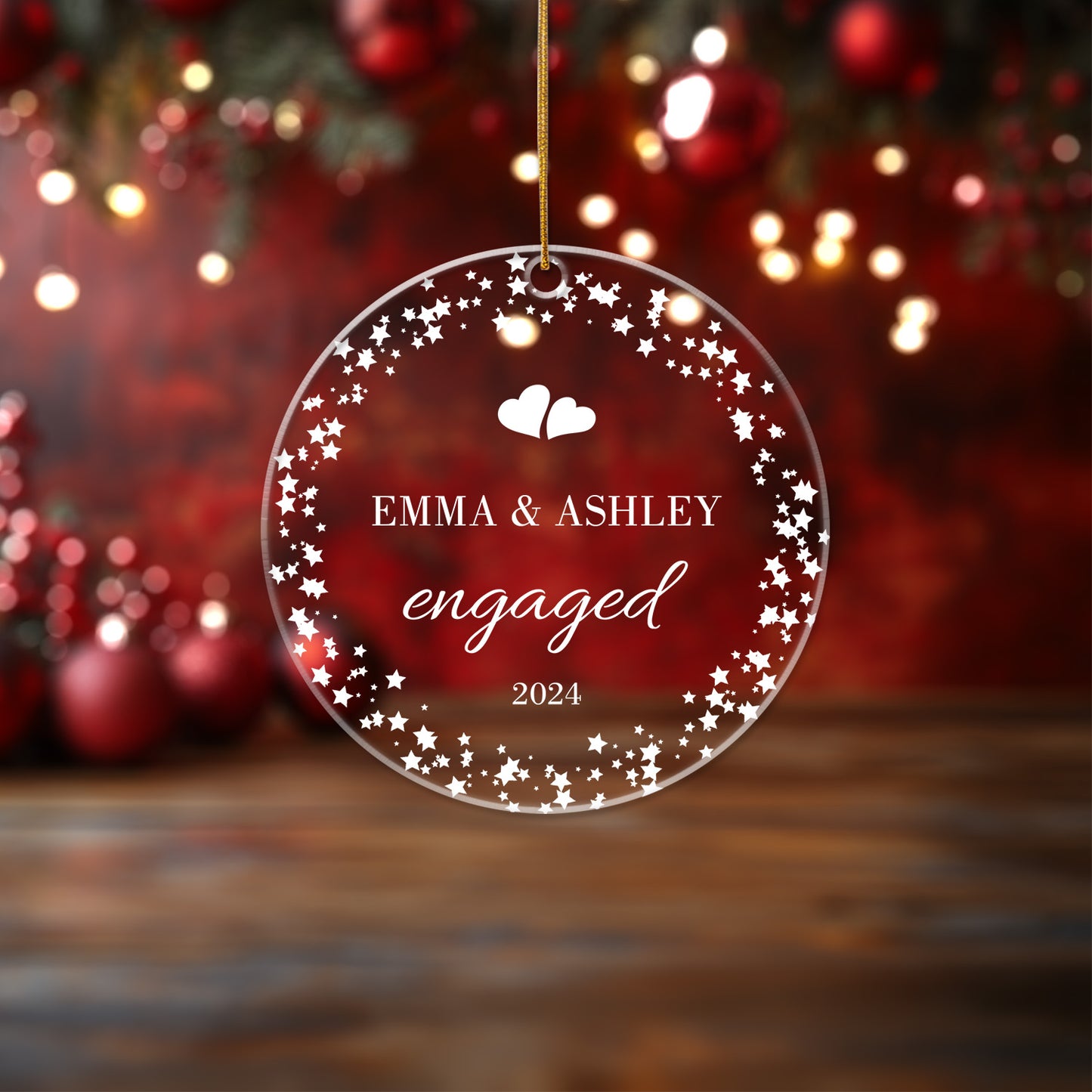 Our First Christmas Engaged 2 - Personalized Circle Acrylic Ornament