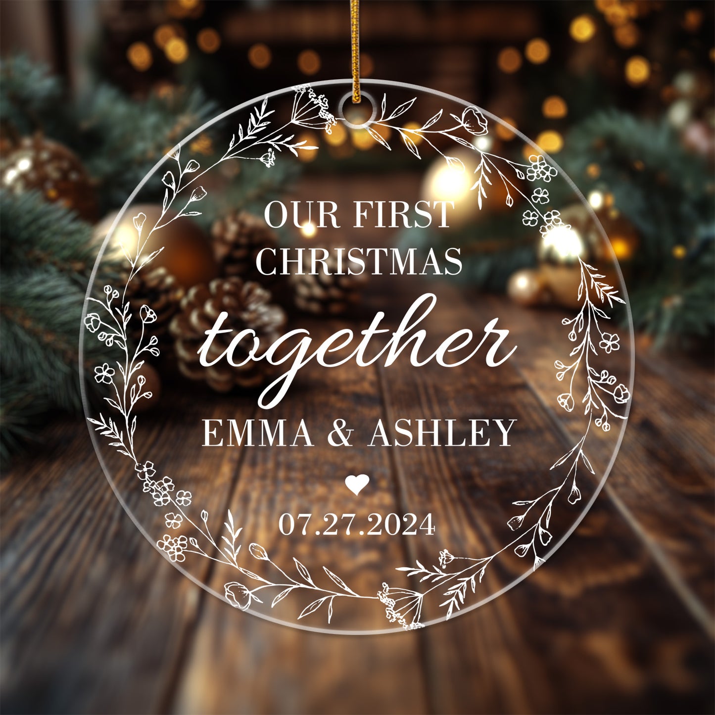 Our First Christmas Together 1 - Personalized Circle Acrylic Ornament