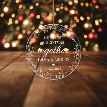 Our First Christmas Together 1 - Personalized Circle Acrylic Ornament