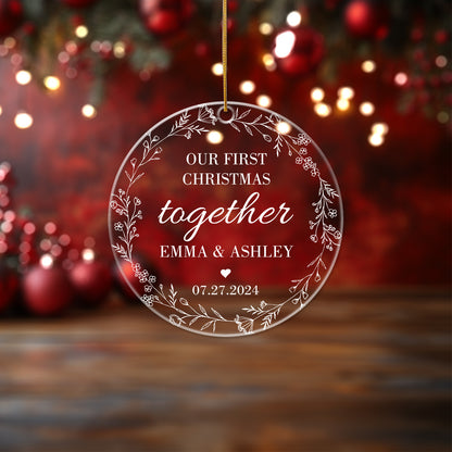 Our First Christmas Together 1 - Personalized Circle Acrylic Ornament