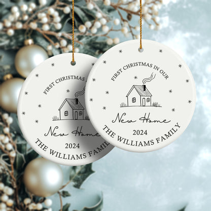 First Christmas in Our New Home 1 - Personalized Ceramic Circle Ornament