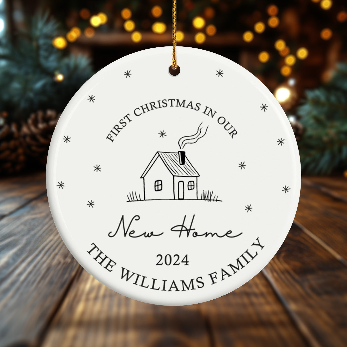 First Christmas in Our New Home 1 - Personalized Ceramic Circle Ornament