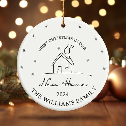 First Christmas in Our New Home 1 - Personalized Ceramic Circle Ornament