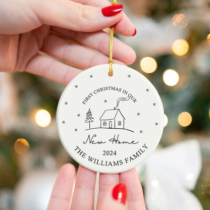 First Christmas in Our New Home 1 - Personalized Ceramic Circle Ornament