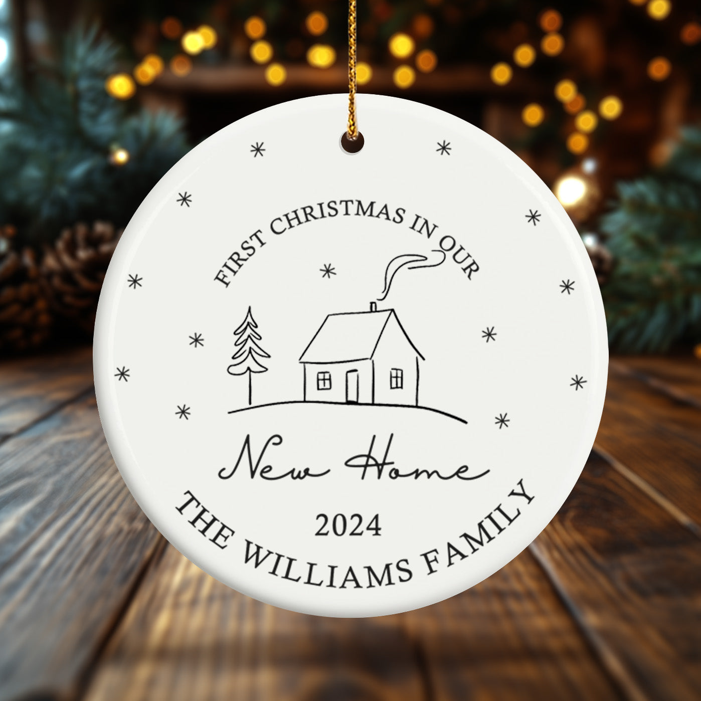 First Christmas in Our New Home 1 - Personalized Ceramic Circle Ornament