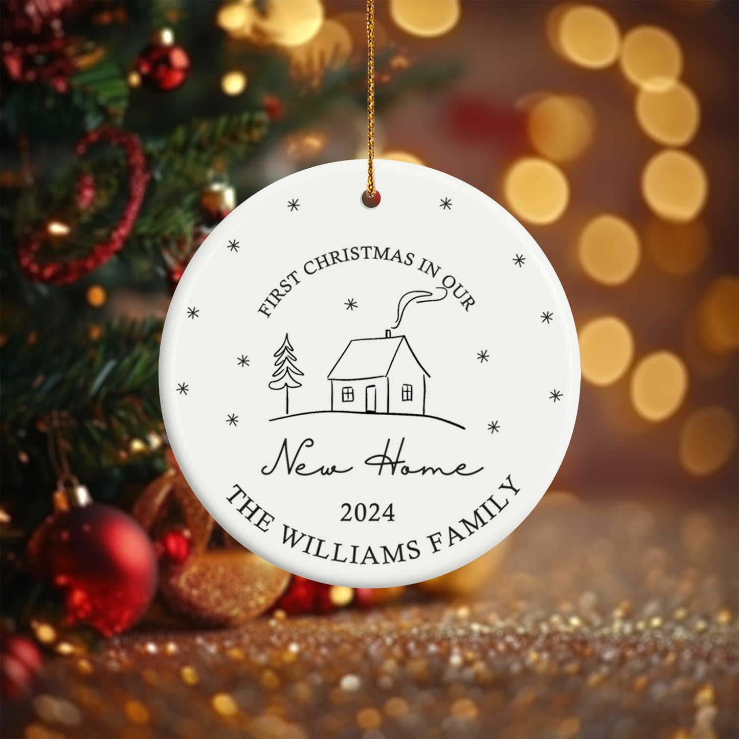 First Christmas in Our New Home 1 - Personalized Ceramic Circle Ornament