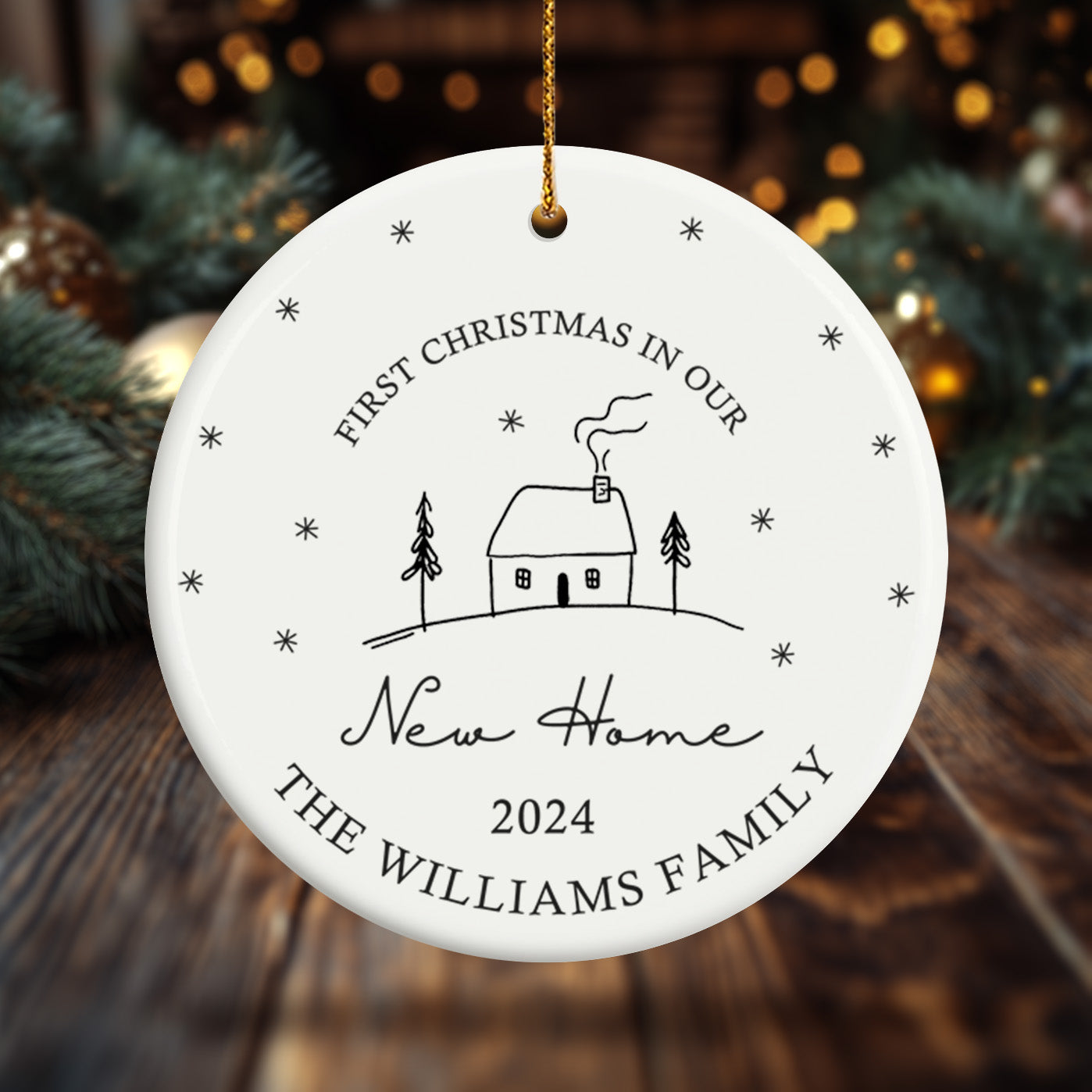 First Christmas in Our New Home 1 - Personalized Ceramic Circle Ornament