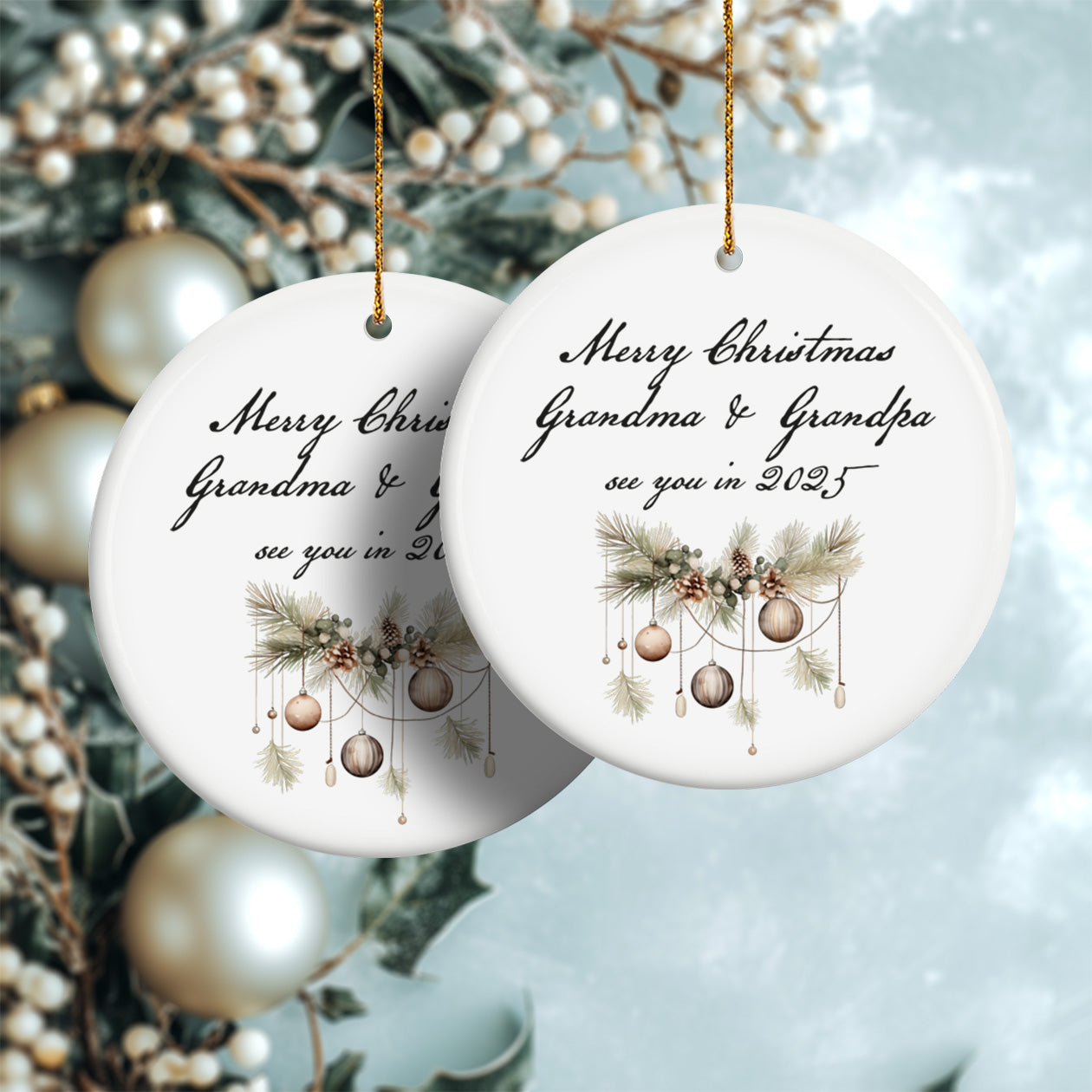 Grandparents 12 - Ceramic Circle Ornament