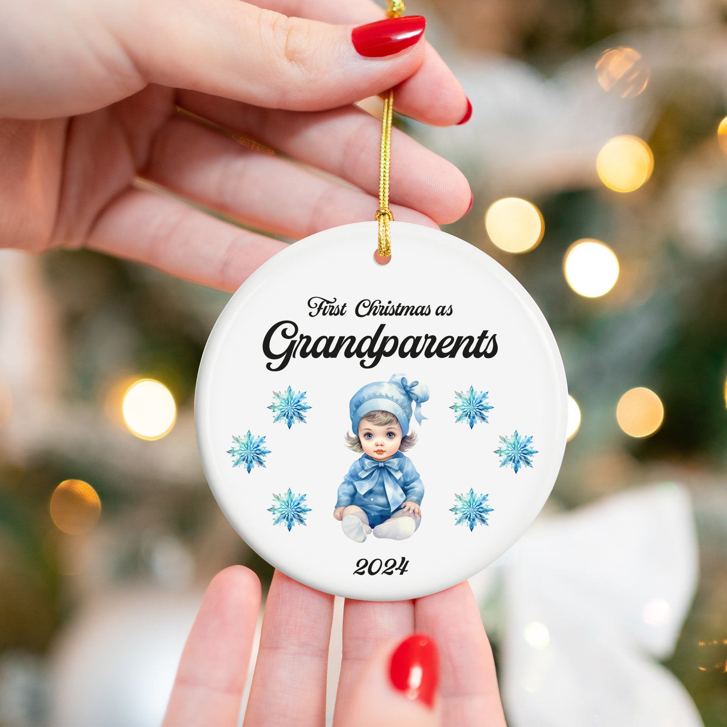 Grandparents 9 - Ceramic Circle Ornament