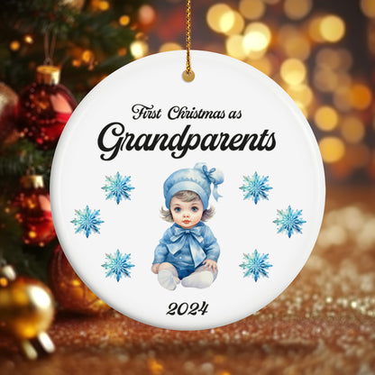 Grandparents 9 - Ceramic Circle Ornament