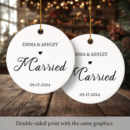 Married 1 - Personalized Ceramic Circle Ornament