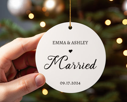 Married 1 - Personalized Ceramic Circle Ornament